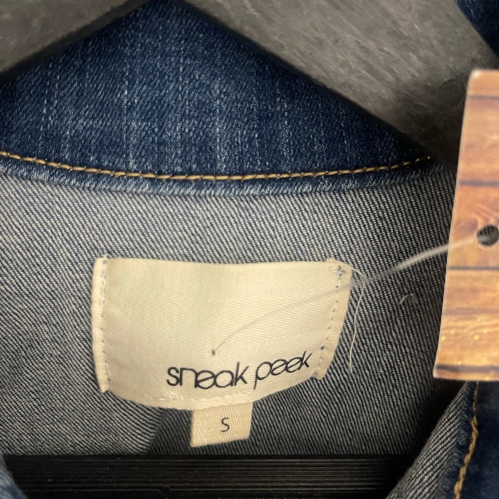 NWT Sneak Peek Y2K Women’s Denim Classic Fit Medium‎ Wash Blue Jean Jacket Small - Picture 6 of 7